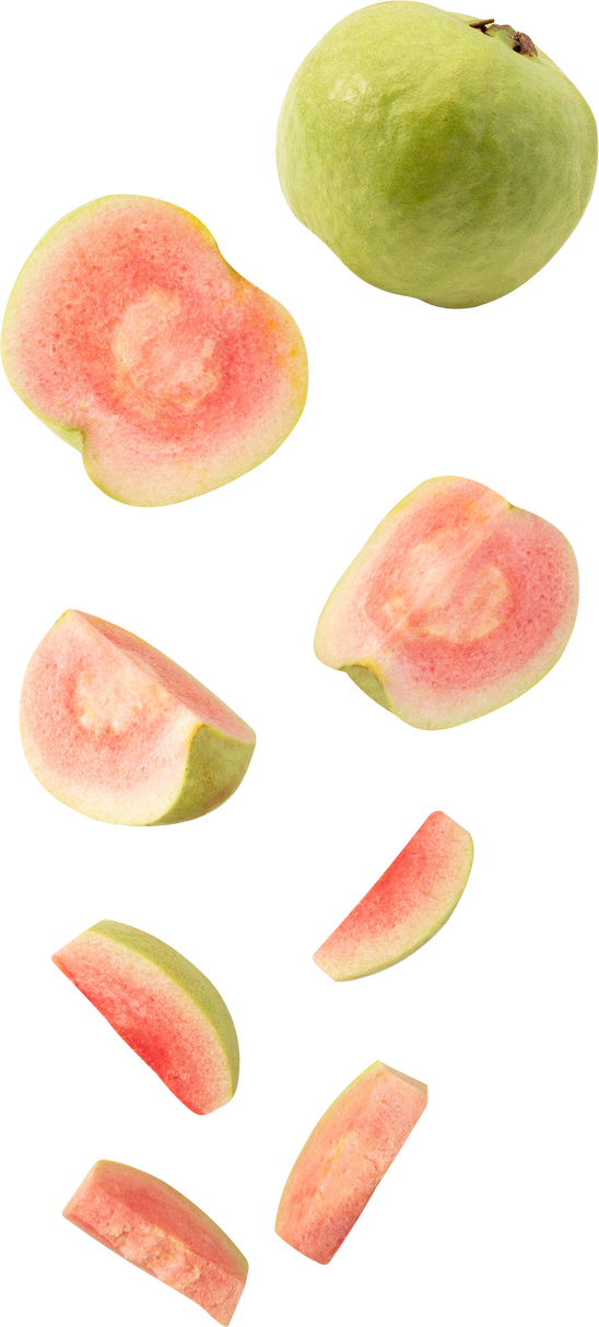 Falling Pink Guava slice cutout, Png file